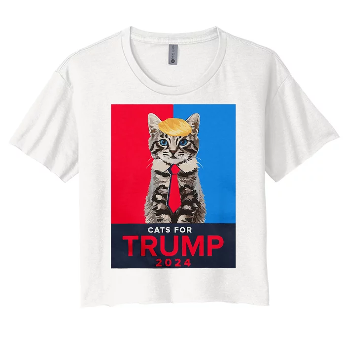 Cats For Trump 2024 Funny For Vance Trump Women's Crop Top Tee