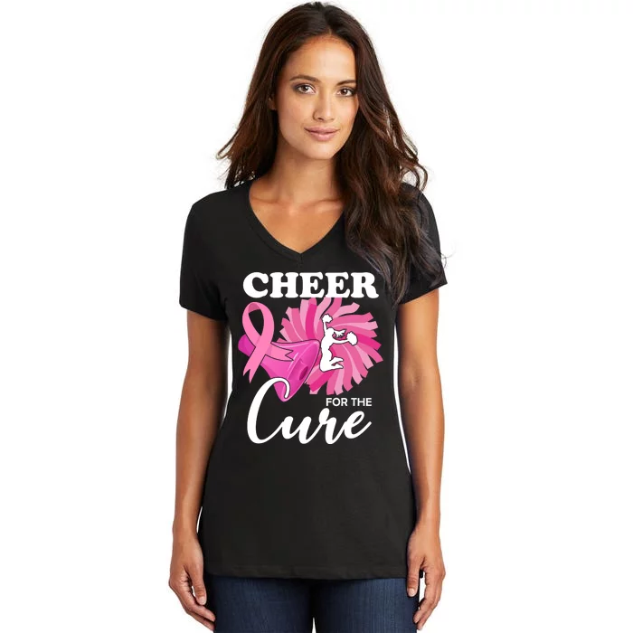 Cheer For The Cure Breast Cancer Awareness Women's V-Neck T-Shirt