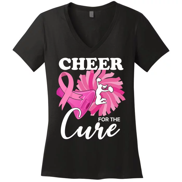 Cheer For The Cure Breast Cancer Awareness Women's V-Neck T-Shirt