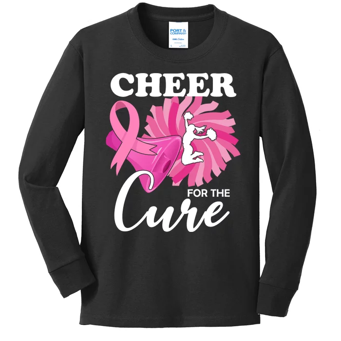 Cheer For The Cure Breast Cancer Awareness Kids Long Sleeve Shirt