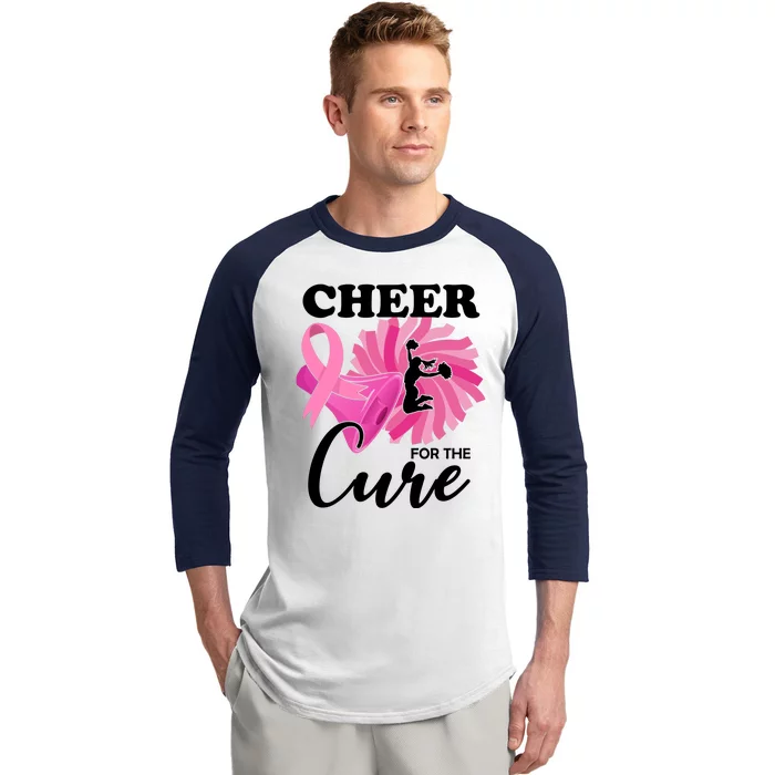 Cheer For The Cure Breast Cancer Awareness Baseball Sleeve Shirt