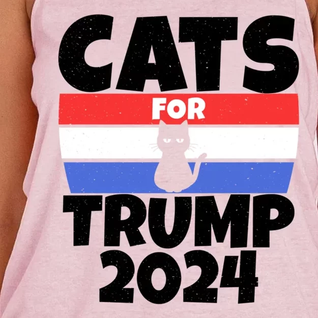 Cats For Trump 2024 Women's Knotted Racerback Tank