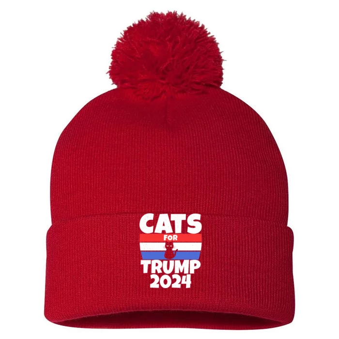 Cats For Trump 2024 Pom Pom 12in Knit Beanie