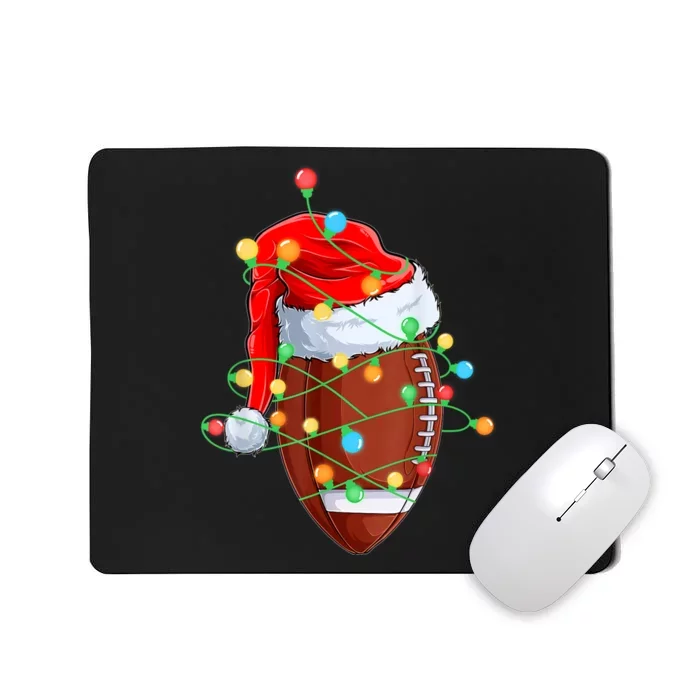 Christmas Football Team Player Santa Hat Funny Xmas Football Mousepad