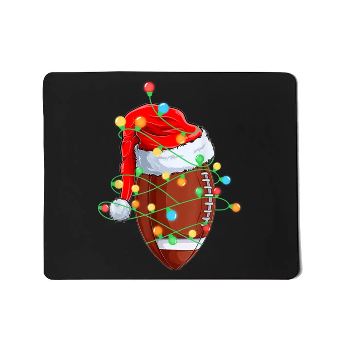 Christmas Football Team Player Santa Hat Funny Xmas Football Mousepad