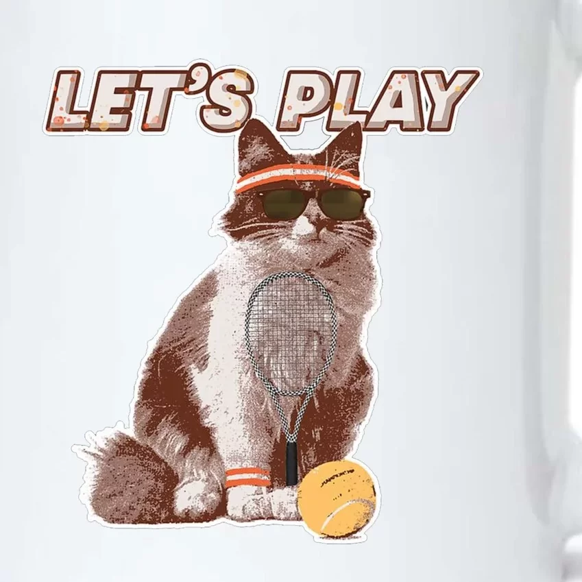 Cool Funny Tennis Cat Wearing Sunglasses Tennis Racket Ball Black Color Changing Mug