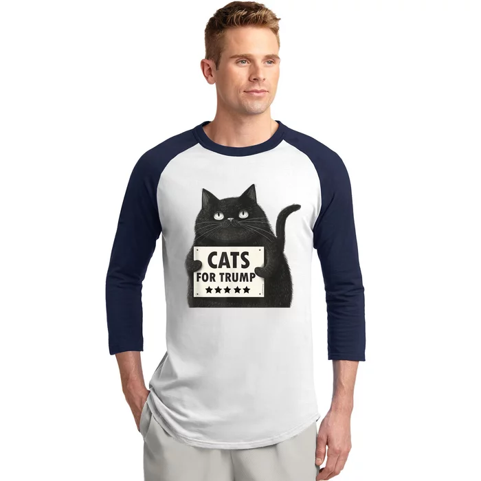 Cats For Trump Funny Pres Election Trump 2024 Baseball Sleeve Shirt