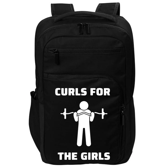 Curls For The Girls Barbell Bicep Curls Gym Saying Impact Tech Backpack