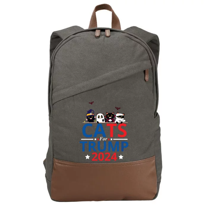 Cats For Trump 2024 – Donald Trump Halloween Women Vneck Cotton Canvas Backpack