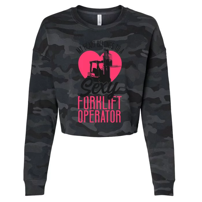 Certified Forklift Truck Operator Girlfriend My Heart Cropped Pullover Crew