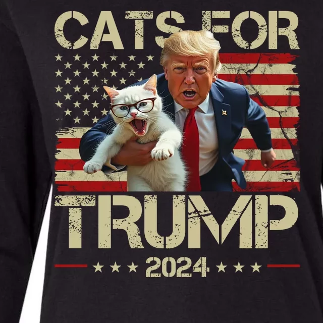 Cats For Trump 2024 Funny Vote Donald Trump Womens Cotton Relaxed Long Sleeve T-Shirt