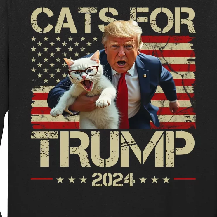 Cats For Trump 2024 Funny Vote Donald Trump Long Sleeve Shirt