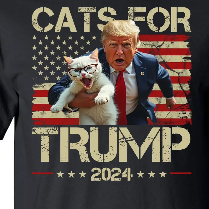 Cats For Trump 2024 Funny Vote Donald Trump Tall T-Shirt