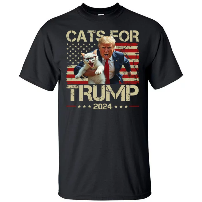 Cats For Trump 2024 Funny Vote Donald Trump Tall T-Shirt