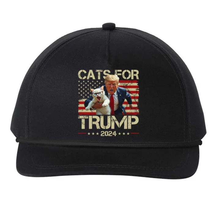 Cats For Trump 2024 Funny Vote Donald Trump Snapback Five-Panel Rope Hat