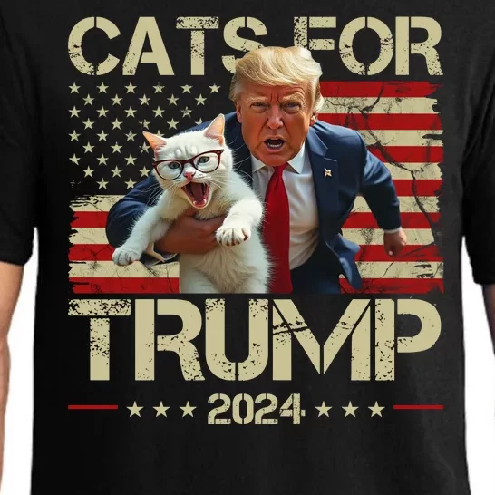 Cats For Trump 2024 Funny Vote Donald Trump Pajama Set