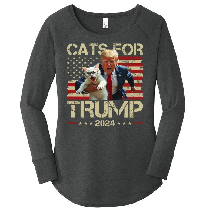 Cats For Trump 2024 Funny Vote Donald Trump Women's Perfect Tri Tunic Long Sleeve Shirt