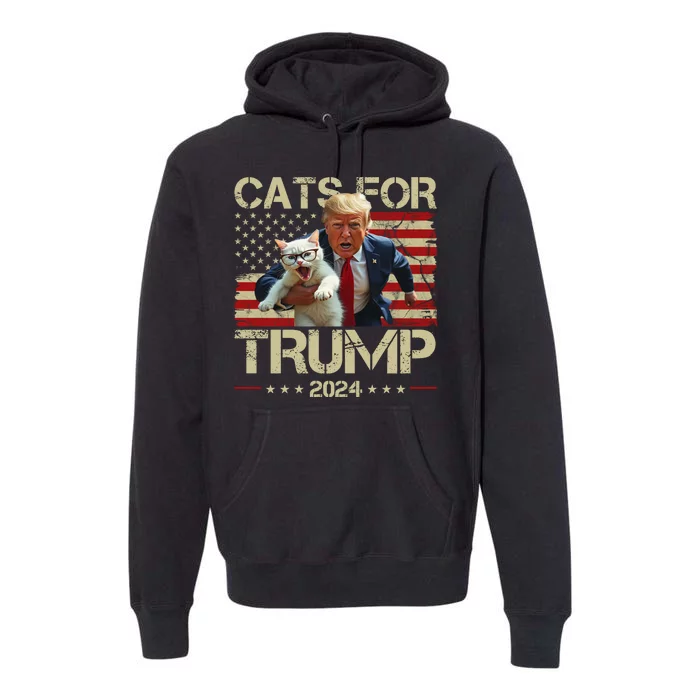 Cats For Trump 2024 Funny Vote Donald Trump Premium Hoodie