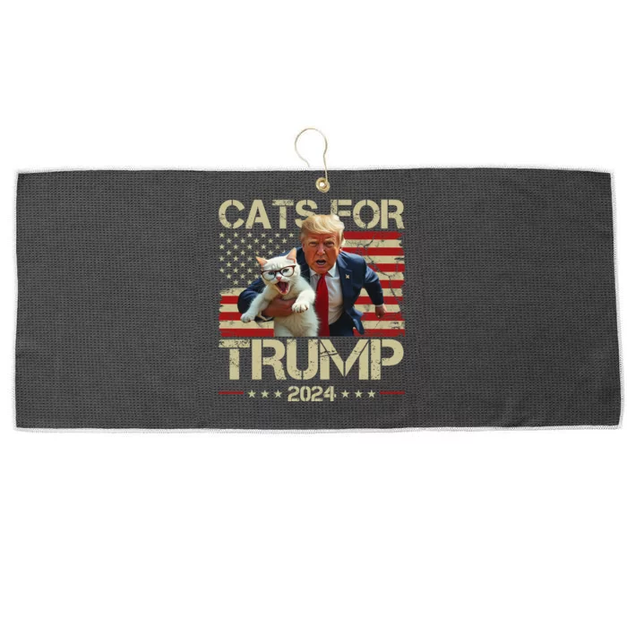 Cats For Trump 2024 Funny Vote Donald Trump Large Microfiber Waffle Golf Towel