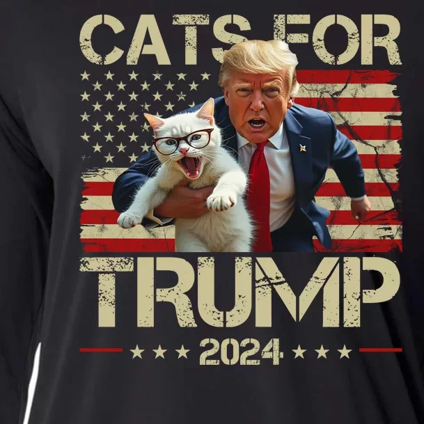 Cats For Trump 2024 Funny Vote Donald Trump Cooling Performance Long Sleeve Crew