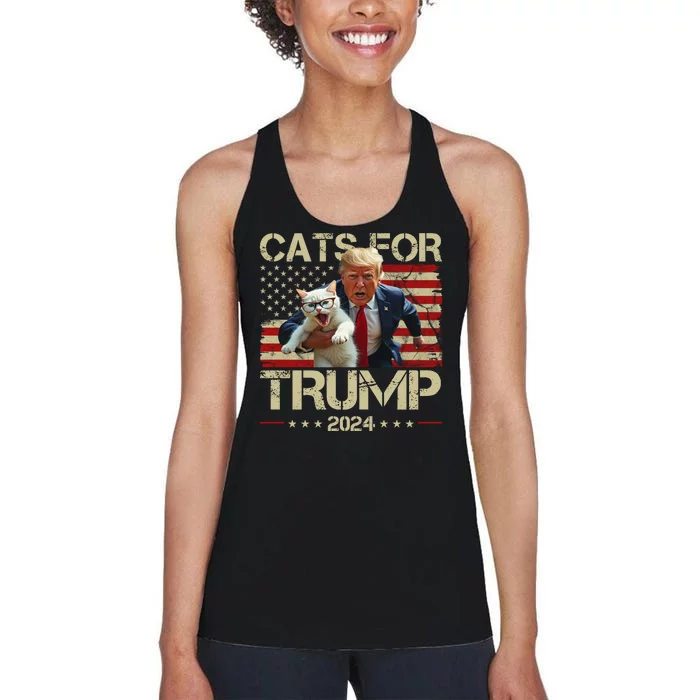 Cats For Trump 2024 Funny Vote Donald Trump Women's Racerback Tank