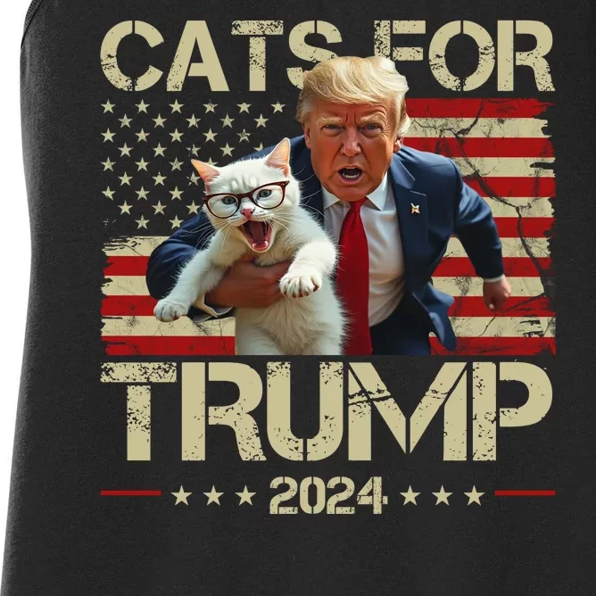 Cats For Trump 2024 Funny Vote Donald Trump Women's Racerback Tank