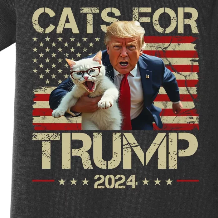 Cats For Trump 2024 Funny Vote Donald Trump Baby Bodysuit