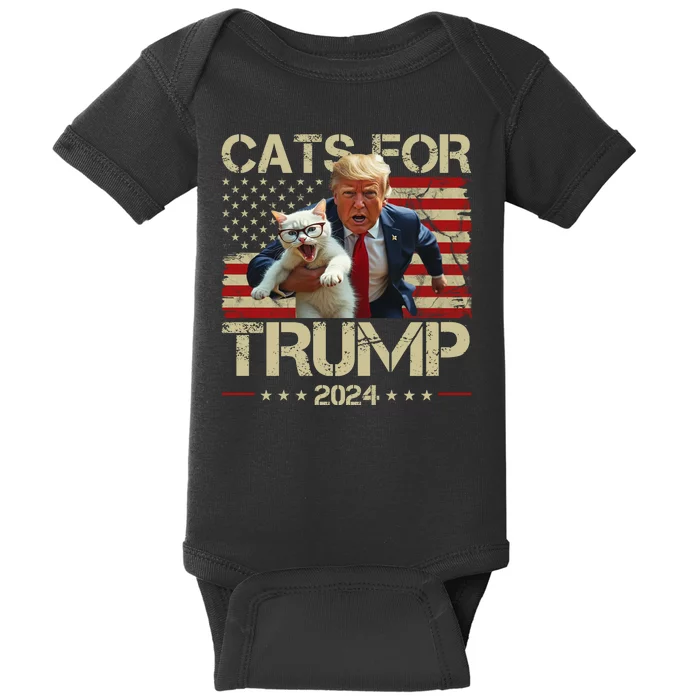 Cats For Trump 2024 Funny Vote Donald Trump Baby Bodysuit