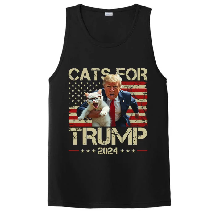 Cats For Trump 2024 Funny Vote Donald Trump Performance Tank