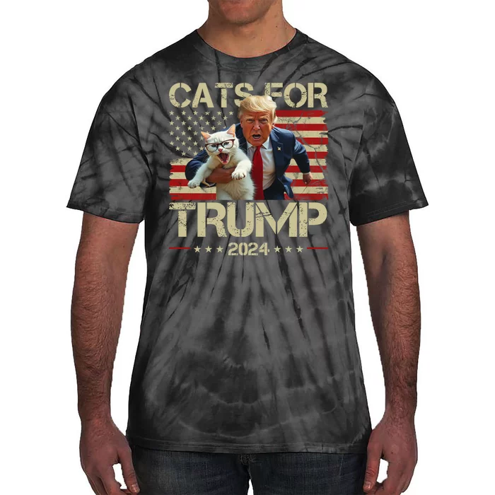 Cats For Trump 2024 Funny Vote Donald Trump Tie-Dye T-Shirt