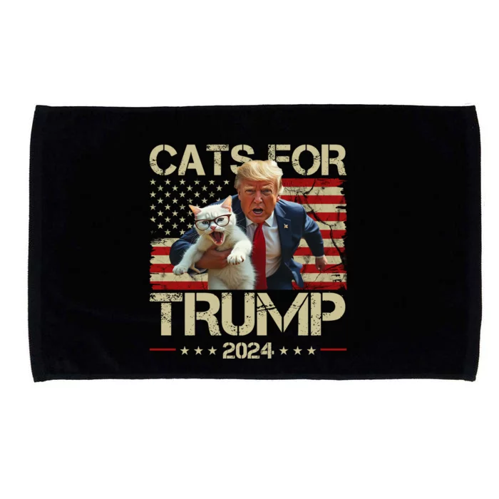 Cats For Trump 2024 Funny Vote Donald Trump Microfiber Hand Towel