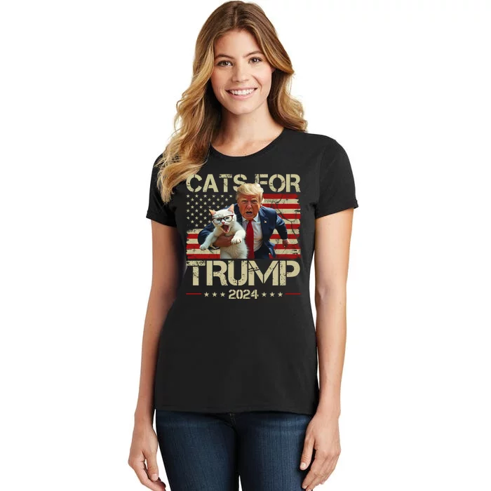 Cats For Trump 2024 Funny Vote Donald Trump Women's T-Shirt