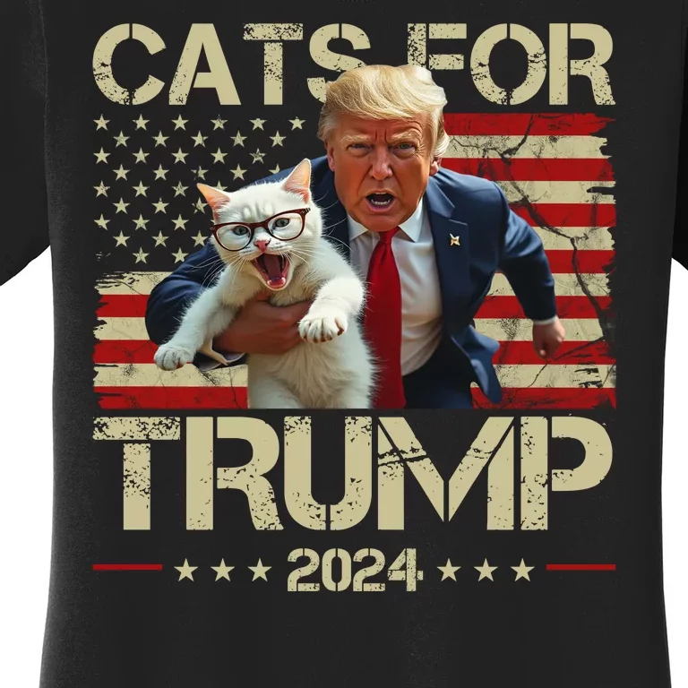 Cats For Trump 2024 Funny Vote Donald Trump Women's T-Shirt