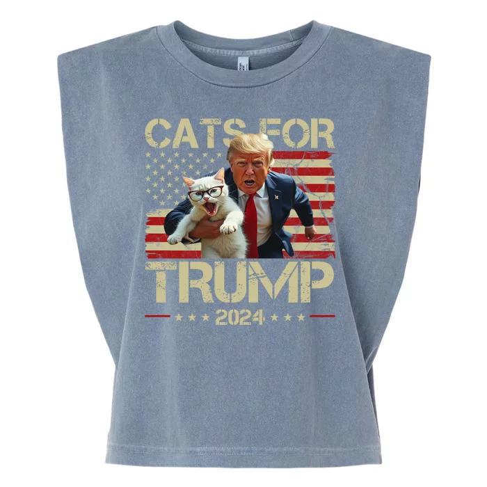 Cats For Trump 2024 Funny Vote Donald Trump Garment-Dyed Women's Muscle Tee