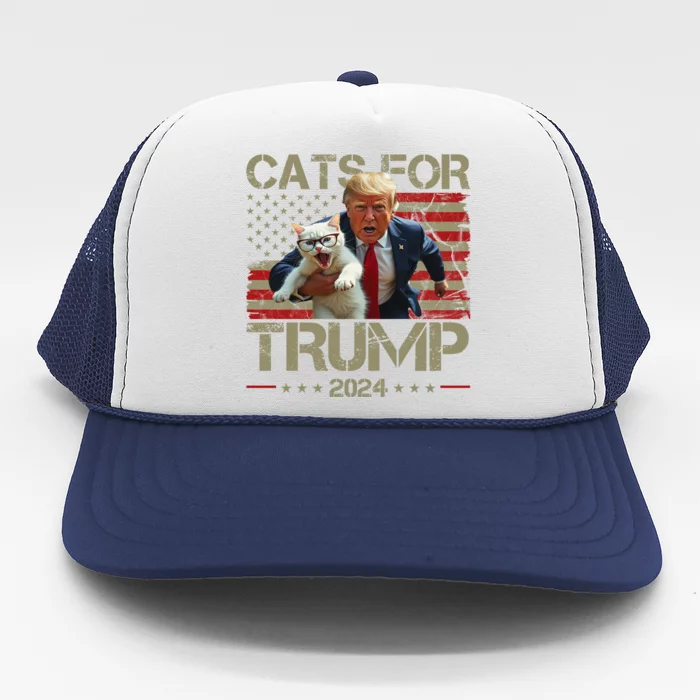 Cats For Trump 2024 Funny Vote Donald Trump Trucker Hat