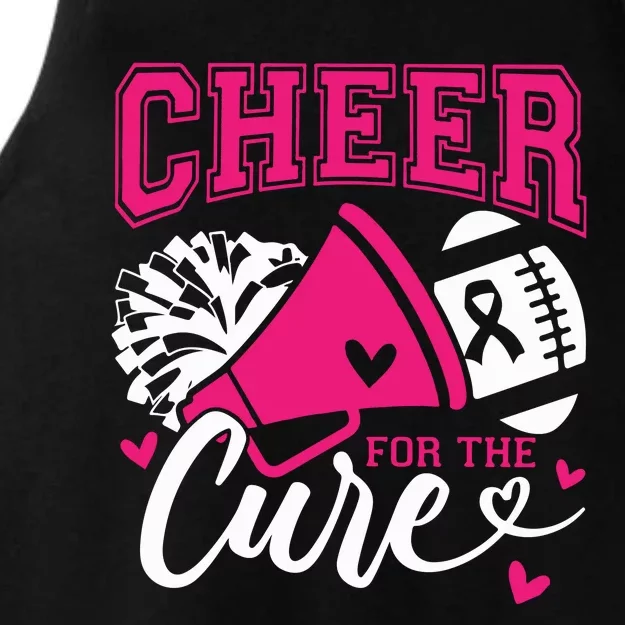 Cheer For The Cure Breast Cancer Cheerleader Pink October Ladies Tri-Blend Wicking Tank