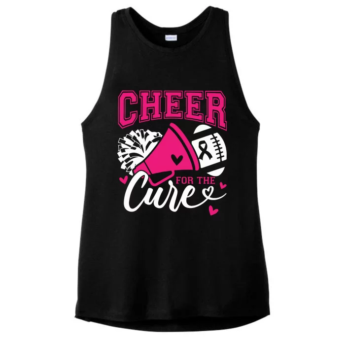 Cheer For The Cure Breast Cancer Cheerleader Pink October Ladies Tri-Blend Wicking Tank