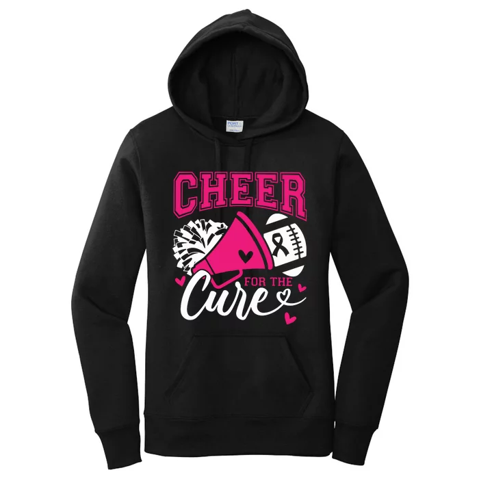 Cheer For The Cure Breast Cancer Cheerleader Pink October Women's Pullover Hoodie