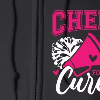 Cheer For The Cure Breast Cancer Cheerleader Pink October Full Zip Hoodie