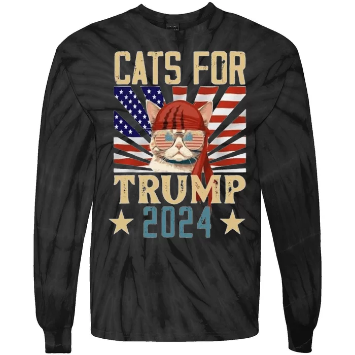 Cat For Trump 2024 Tie-Dye Long Sleeve Shirt