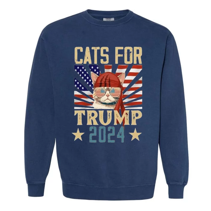 Cat For Trump 2024 Garment-Dyed Sweatshirt