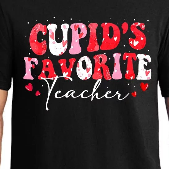 Cupid's Favorite Teacher Groovy Valentines Day Wo Pajama Set