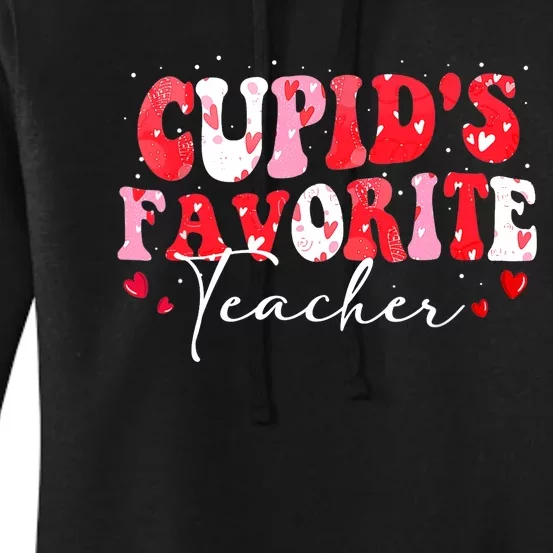 Cupid's Favorite Teacher Groovy Valentines Day Wo Women's Pullover Hoodie