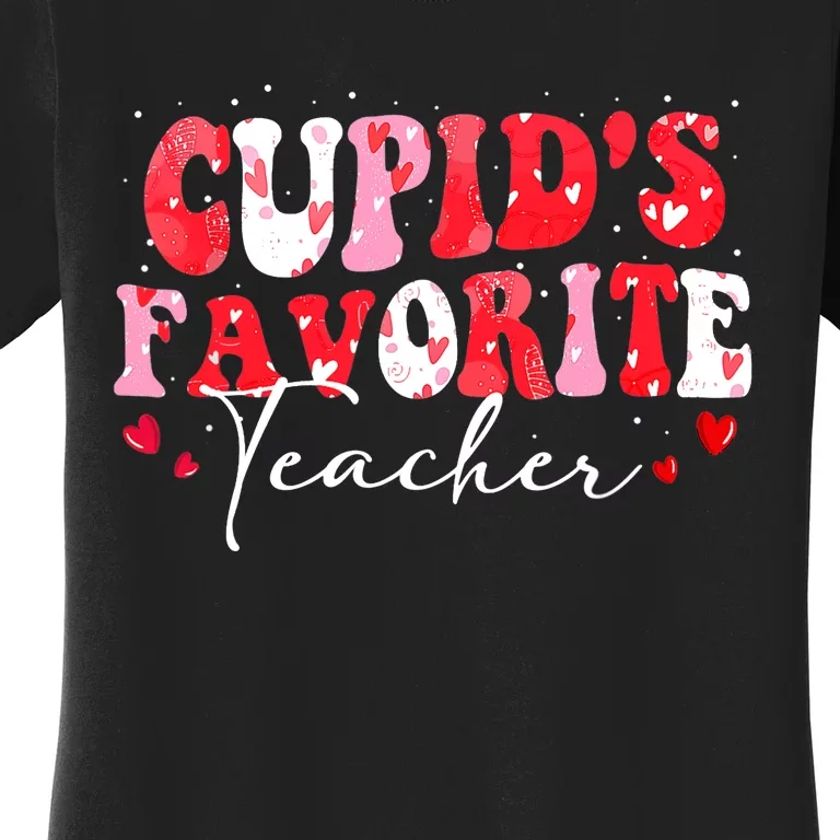 Cupid's Favorite Teacher Groovy Valentines Day Wo Women's T-Shirt