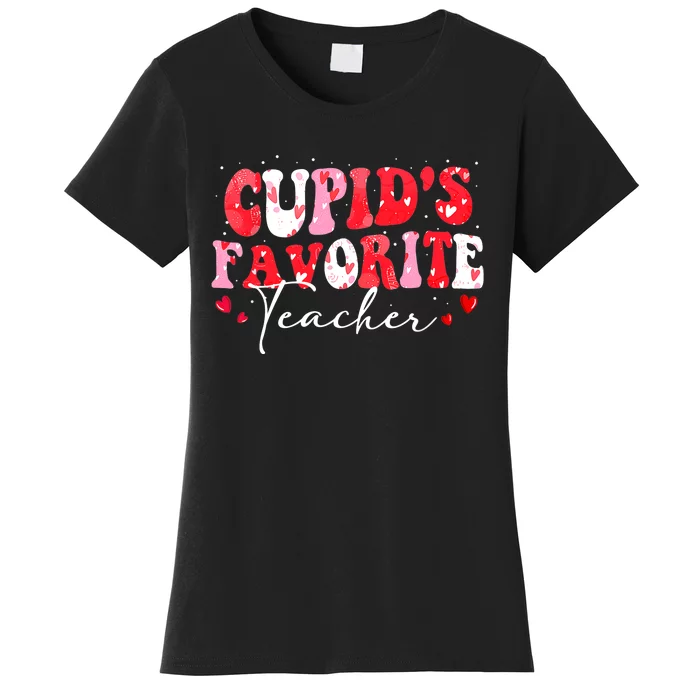 Cupid's Favorite Teacher Groovy Valentines Day Wo Women's T-Shirt