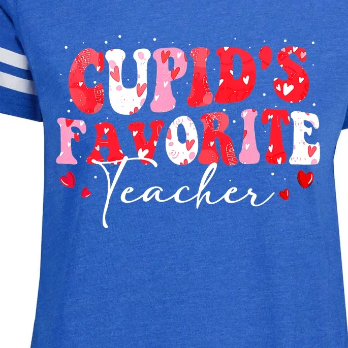 Cupid's Favorite Teacher Groovy Valentines Day Wo Enza Ladies Jersey Football T-Shirt