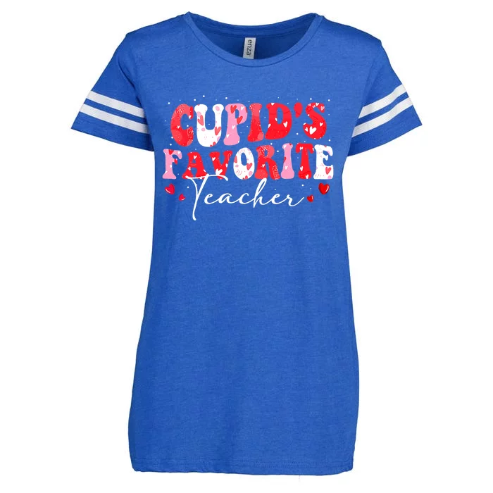 Cupid's Favorite Teacher Groovy Valentines Day Wo Enza Ladies Jersey Football T-Shirt