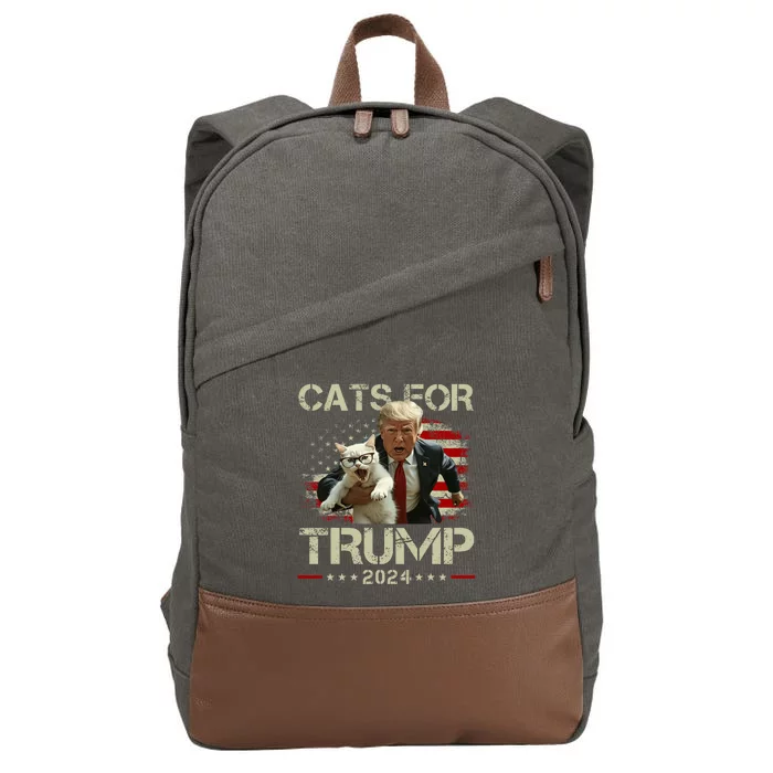 Cats For Trump 2024 Funny Vote For Trump Cats 2024 Cotton Canvas Backpack