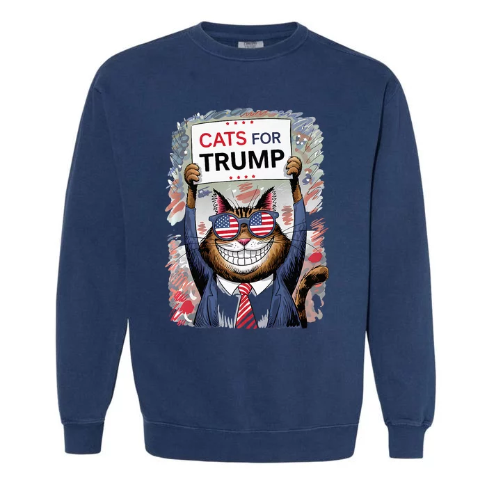 Cats For Trump 2024 Kittens And Ducks For Trump Vance 2024 Premium Garment-Dyed Sweatshirt