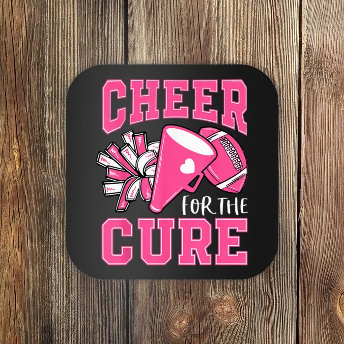 Cheer For The Cure Breast Cancer Awareness Cheerleader Funny Coaster